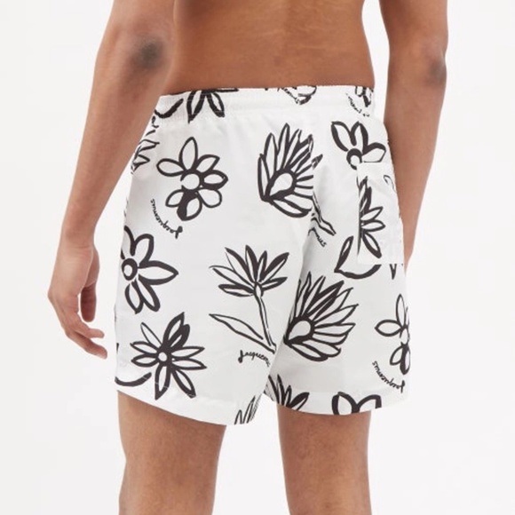 Jacquemus Le Maillot Peinture Swim Shorts With Floral Print In White - Picture 3 of 5